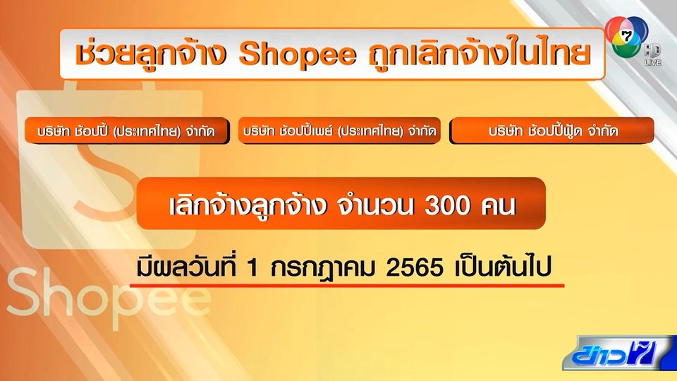 ช่วยลูกจ้าง Shopee ถูกเลิกจ้างในไทย