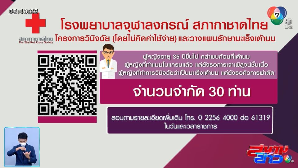 สภากาชาดไทย ช่วยเหลือผู้ด้อยโอกาสป่วยมะเร็งเต้านม