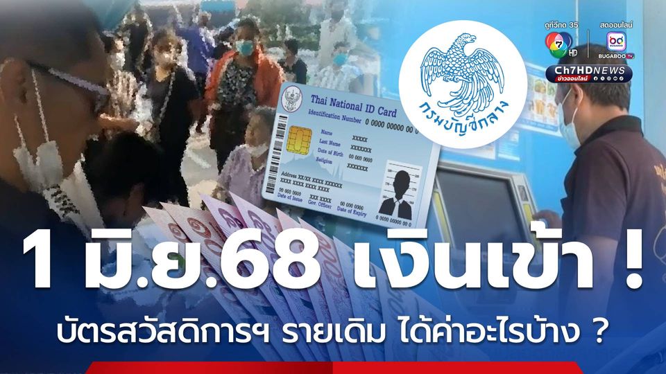 บัตรสวัสดิการแห่งรัฐ  1 มิ.ย.68 รายเดิมเงินเข้า ได้ค่าอะไรบ้าง ?