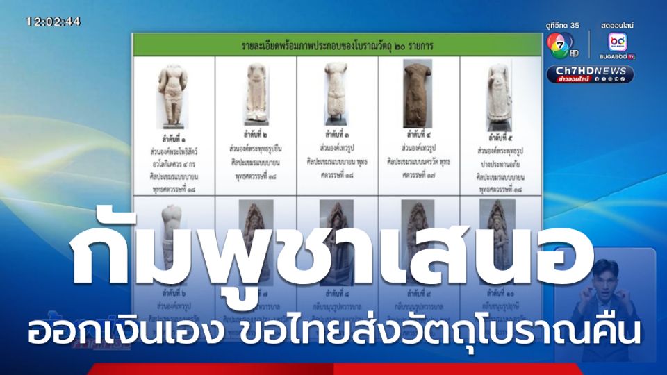 กัมพูชาเสนอออกเงินขนส่งวัตถุโบราณ