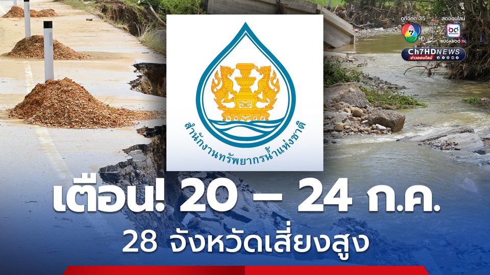 เตือน 28 จังหวัด  เฝ้าระวังน้ำท่วมฉับพลัน น้ำป่าไหลหลาก ดินโคลนถล่ม