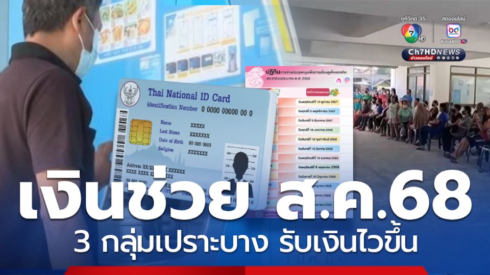 เงินเข้าไวขึ้น 3 กลุ่ม สิงหาคม 68 ช่วยกลุ่มเปราะบาง เช็กวันโอน