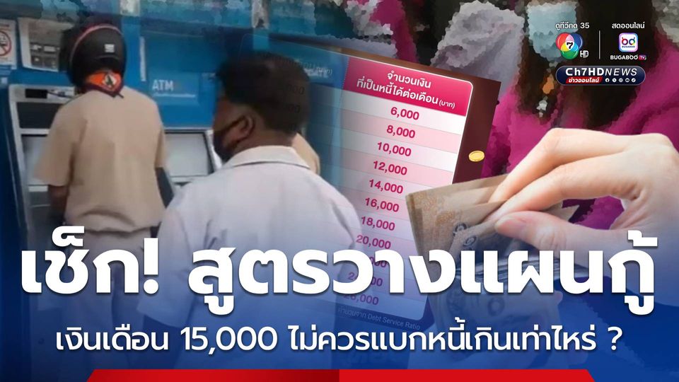 เช็ก! สูตรวางแผนกู้ เงินเดือน 15,000 ไม่ควรแบกหนี้เกินเท่าไหร่ ?