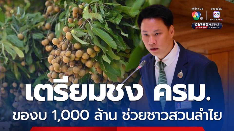 “อรรถกร”  เตรียมชง ครม.ของบ 1,000 ล้านบาท สนับสนุนชาวสวนลำไย รายละ 1,000 บาท