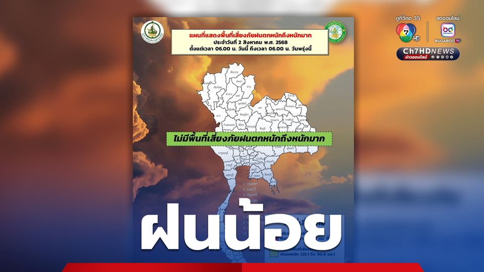 กทม. ปริมณฑล ฝนฟ้าคะนอง  20% ของพื้นที่