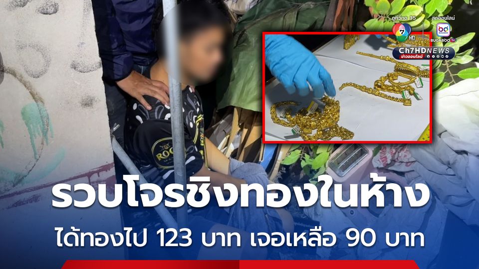 จับแล้วโจรสวมเสื้อไรเดอร์ ชิงทอง 123 บาท ในห้างดังย่านบางบ่อ ตำรวจได้ของกลางคืนมาแค่ 90 บาท