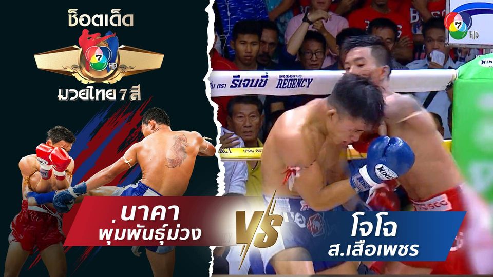 นาคา พุ่มพันธุ์ม่วง vs โจโฉ ส.เสือเพชร | ช็อตเด็ดแม่ไม้มวยไทย 7 สี