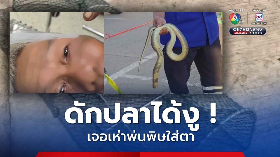 ดักปลาได้งู ! วางลอบดักปลาหวังปลาตัวใหญ่ เจองูเห่าพ่นพิษใส่ตา