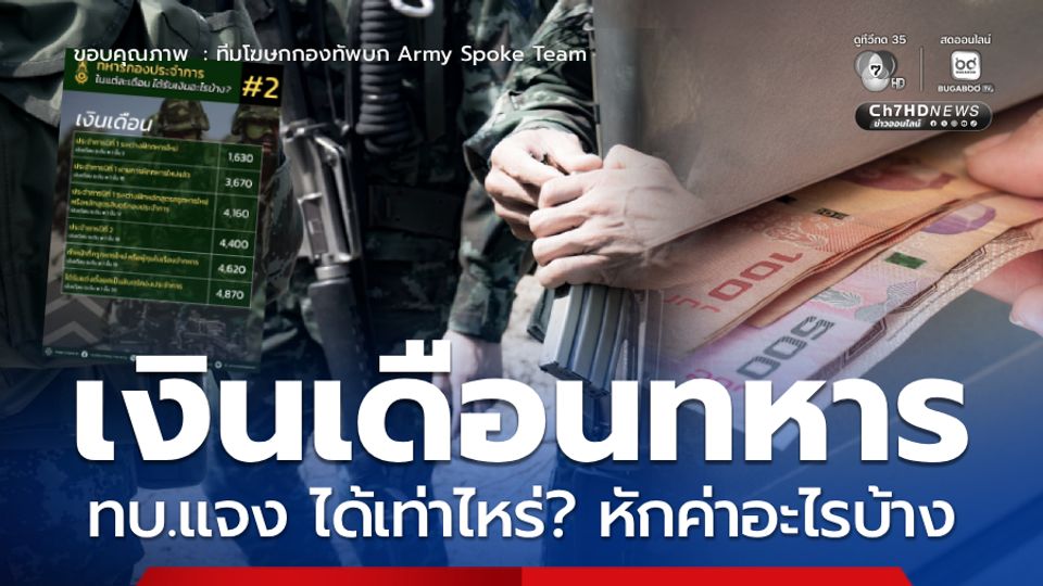 เปิดเงินเดือนทหารเกณฑ์ ทบ.แจง หักค่าอะไรบ้าง ย้ำ ดูแลโปร่งใส