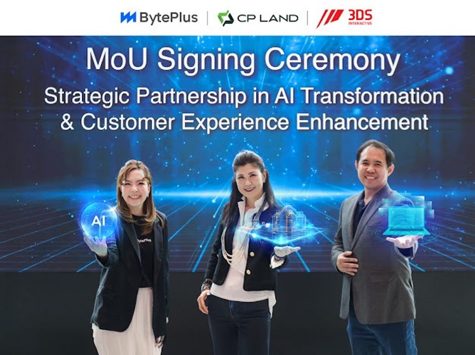 CP LAND จับมือ BytePlus และ 3DS INTERACTIVE ขับเคลื่อน AI & Cloud Transformation เสริมศักยภาพธุรกิจอสังหาริมทรัพย์ไทยด้วยเทคโนโลยีข้อมูลอัจฉริยะ