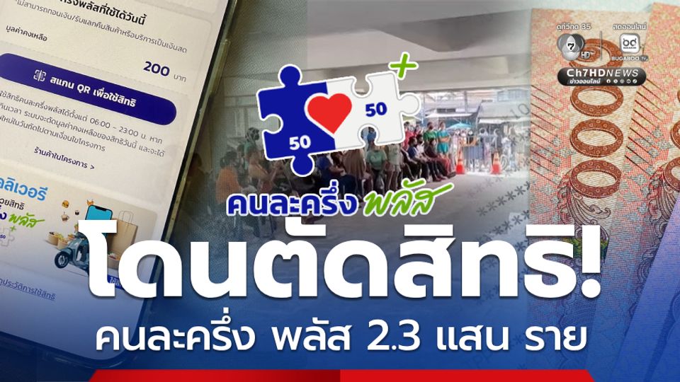 ตัดสิทธิแล้ว 2.3 แสน ราย คนละครึ่ง พลัส เฟส 2 เตรียม!