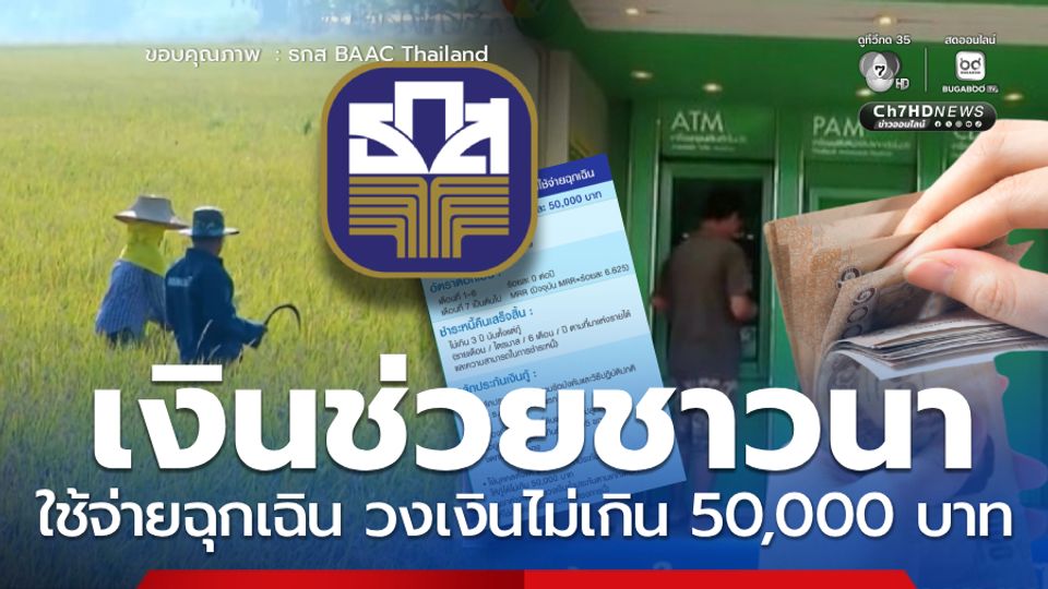 ธ.ก.ส. ช่วยเกษตรกรผู้ประสบภัยฉุกเฉิน กู้สูงสุด 50,000 บาท