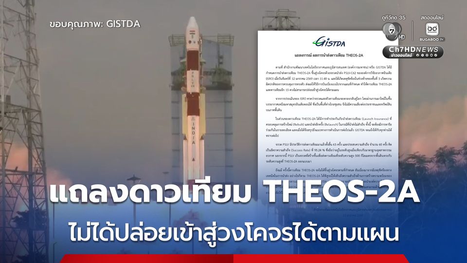 GISTDA แถลงดาวเทียม THEOS-2A ขึ้นสู่วงโคจร “ไม่สำเร็จ” ตามแผน