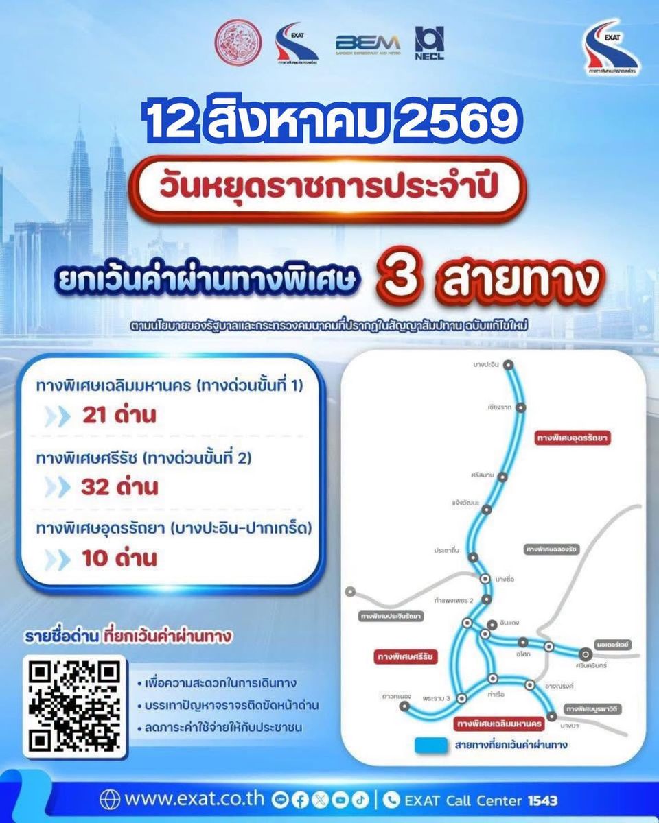 ทางด่วนฟรี วันแม่แห่งชาติ