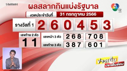 ผลสลากกินแบ่งรัฐบาล งวดประจำวันที่ 31 กรกฎาคม 2566