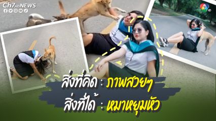 บัญฑิตสาวป้ายแดงถูกแย่งซีน ไปถ่ายรูปเก็บภาพสวยๆนอกรอบ สิ่งที่ได้ถูกน้องหมาหยุมหัว