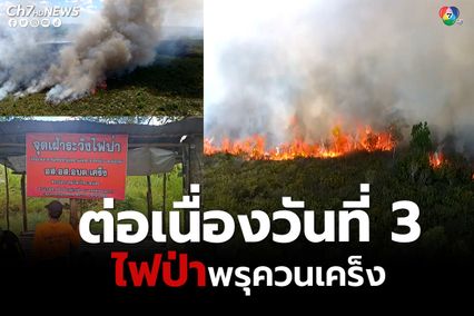 เร่งคุมแนวไฟป่าพรุควนเคร็ง หลังลุกลามต่อเนื่องวันที่ 3 เผยสาเหตุเกิดจากชาวบ้านเผากระจูด