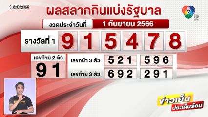 ผลสลากกินแบ่งรัฐบาล งวดประจำวันที่ 1 กันยายน 2566
