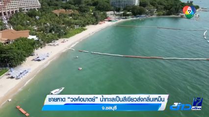 ชายหาด วงศ์อมาตย์ น้ำทะเลเป็นสีเขียวส่งกลิ่นเหม็น จ.ชลบุรี