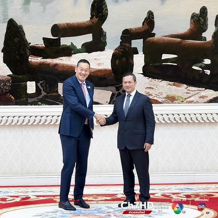 นายกรัฐมนตรีไทย-กัมพูชา พบปะครั้งแรก หลังรับตำแหน่งใหม่ พร้อมกับยืนยันความใกล้ชิดและหุ้นส่วนยุทธศาสตร์