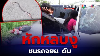 สาวตกใจ! หักหลบงู จนเสียหลักชนคนขี่รถจยย. ดับคาที่