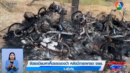 จัดระเบียบหาเห็ดและของป่า หลังมีการเผารถ จยย. จ.สุโขทัย