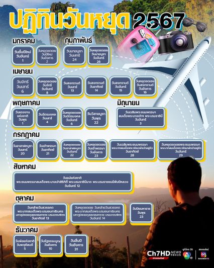 เช็กปฏิทินวันหยุด 2567 