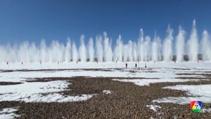 จีนระเบิดน้ำแข็งในแม่น้ำเฮย์หลงเจียง ป้องกันน้ำท่วม