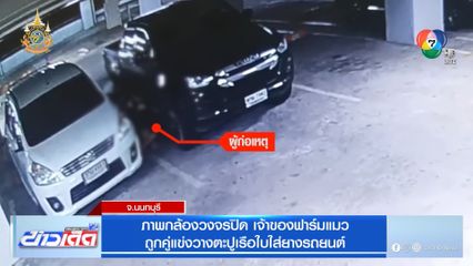 ภาพกล้องวงจรปิด เจ้าของฟาร์มแมว ถูกคู่แข่งวางตะปูเรือใบใส่ยางรถยนต์