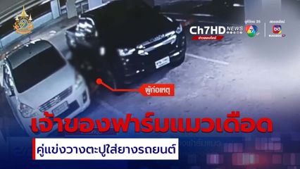 ภาพกล้องวงจรปิด เจ้าของฟาร์มแมว ถูกคู่แข่งวางตะปูเรือใบใส่ยางรถยนต์