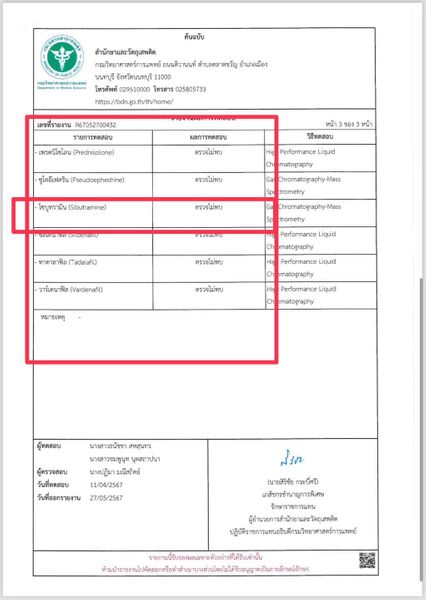 อาหารเสริมดาราเป็นพรีเซ็นเตอร์ โชว์ผลตรวจของแท้ ตรวจไม่พบสารไซบูทรามีน