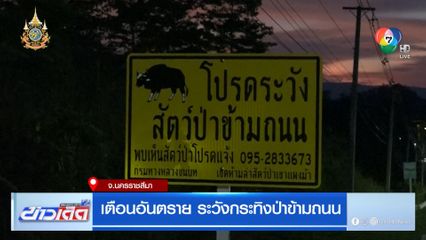 เตือนอันตราย ระวังกระทิงป่าข้ามถนน