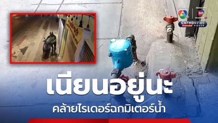 ชายแต่งกายคล้ายไรเดอร์ตระเวนฉกมิเตอร์น้ำ