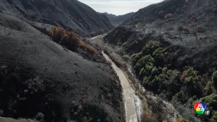 ฝนตกหนักทำดินถล่ม พื้นที่เคยเกิดไฟป่ารุนแรงที่แคลิฟอร์เนีย