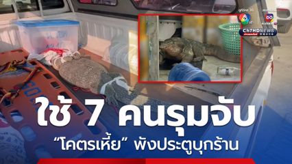 กู้ภัยปาดเหงื่อ! รุมจับโคตรเหี้ย พังประตุบุกร้านค้า