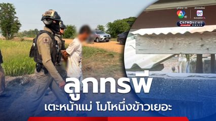 ลูกทรพี เตะหน้าแม่ โมโหนึ่งข้าวเยอะ