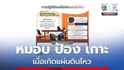 ปภ. แนะ หมอบ-ป้อง-เกาะ เมื่อเกิดแผ่นดินไหว และเร่งออกจากตึกสูง หลังเหตุการณ์ยุติให้เช็กโครงสร้างความปลอดภัยอาคารก่อนเข้าตึก
