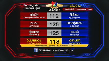 มวยเด็ด วิกหมอชิต : โปรแกรมวันอาทิตย์ที่ 13 เมษายน 2568