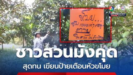 ชาวสวนมังคุด สุดทนเขียนป้ายเตือนหัวขโมยผลไม้