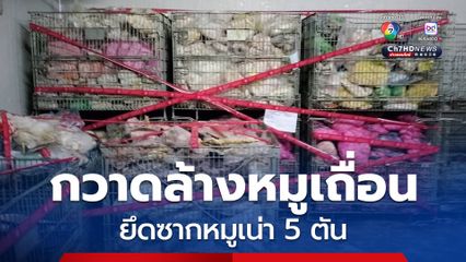 กวาดล้างหมูเถื่อนย่านตลาดชื่อดัง จ.ปทุมธานี ยึดซากหมูเน่า 5 ตัน