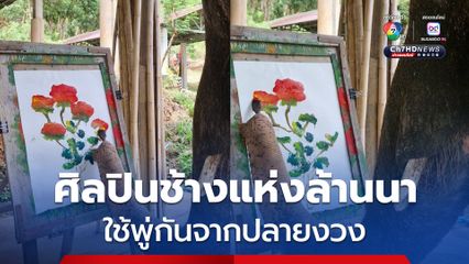 พู่กันจากปลายงวง พระครูอ๊อดชมศิลปะจาก สีดอปู้หาด ศิลปินช้างแห่งล้านนา