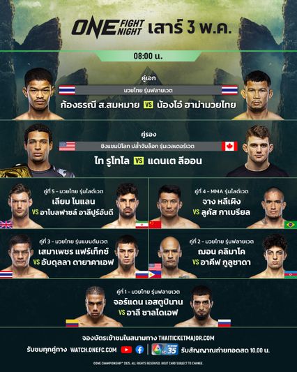 ONE Championship : 14 นักสู้พร้อมเสิร์ฟความเดือด ศึก ONE Fight Night 31