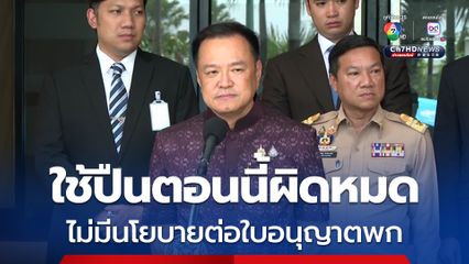 อนุทิน เผย ไม่มีนโยบายต่อใบอนุญาตพกปืน ใครใช้ตอนนี้ผิดกฎหมาย