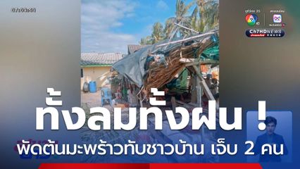 ทั้งฝนทั้งลม! พัดต้นมะพร้าวโค่นทับชาวบ้าน บาดเจ็บ 2 คน