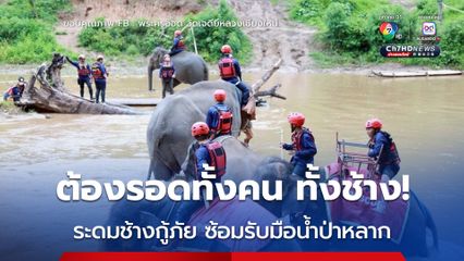 ซักซ้อมช้างกู้ภัย ทบทวนหลักสูตรรับมือน้ำป่าหลาก