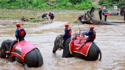 ซักซ้อมช้างกู้ภัย ทบทวนหลักสูตรรับมือน้ำป่าหลาก