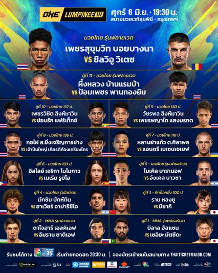 ONE ลุมพินี : เพชรสุขุมวิท บอยบางนา ฉะ ซิลวิอู วิเตซ นำทัพลุยศึก ONE ลุมพินี 111