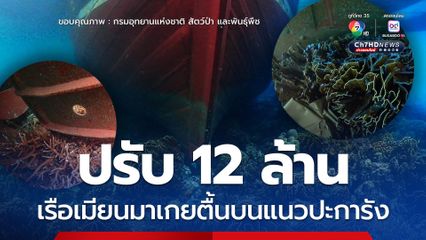 ปรับ 12 ล้าน เรือเมียนมาเกยตื้นบนแนวปะการัง
