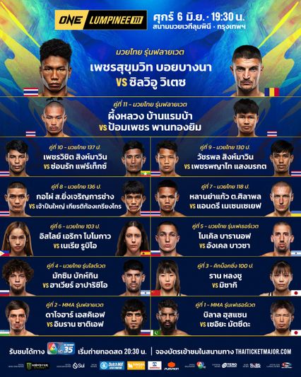 ONE ลุมพินี : 24 นักกีฬาผ่านตาชั่งฉลุย เตรียมซัดหมัด ศึก ONE ลุมพินี 111