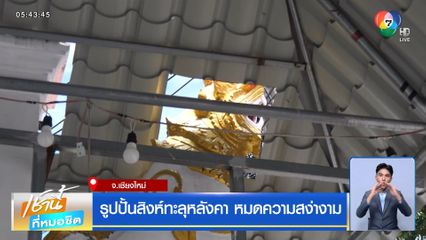 รูปปั้นสิงห์ทะลุหลังคา หมดความสง่างาม